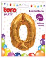 Balónik fóliový TORO číslica 0 30cm