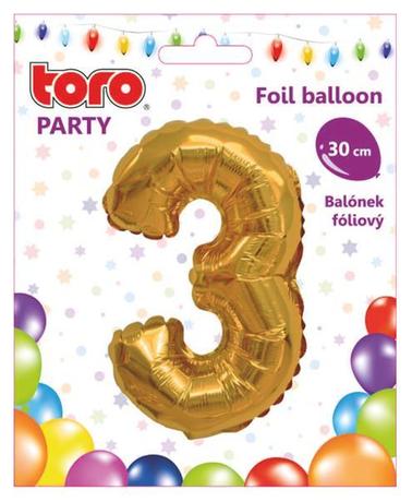 Balónik fóliový TORO číslica 3 30cm