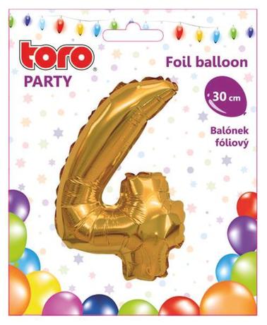 Balónik fóliový TORO číslica 4 30cm