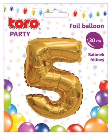 Balónik fóliový TORO číslica 5 30cm