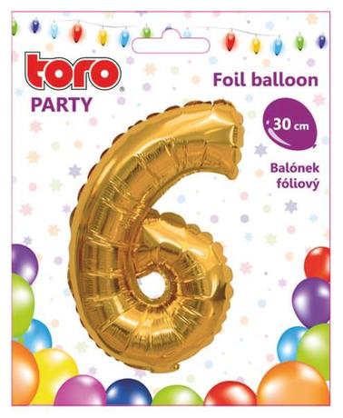 Balónik fóliový TORO číslica 6 30cm