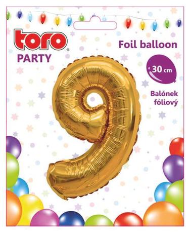 Balónik fóliový TORO číslica 9 30cm